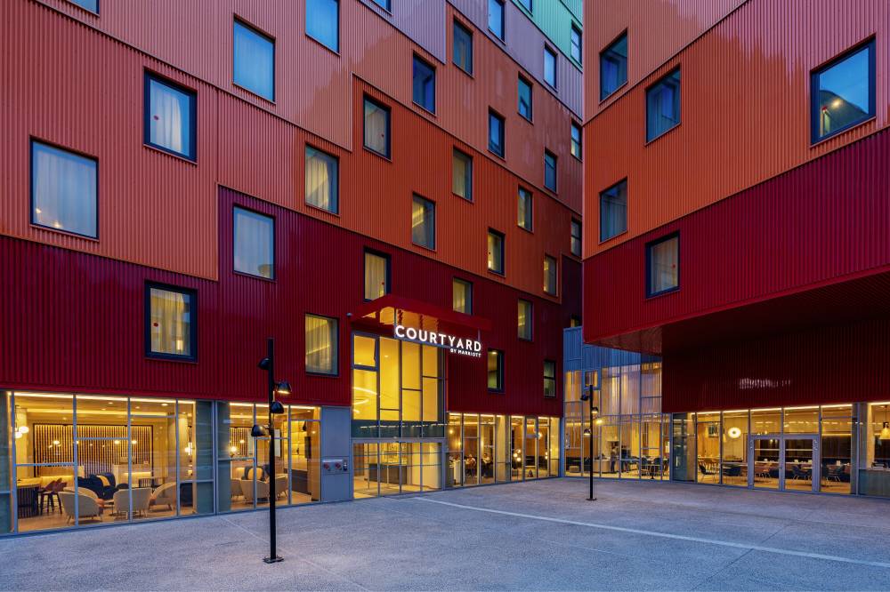 Exterior of hotel.